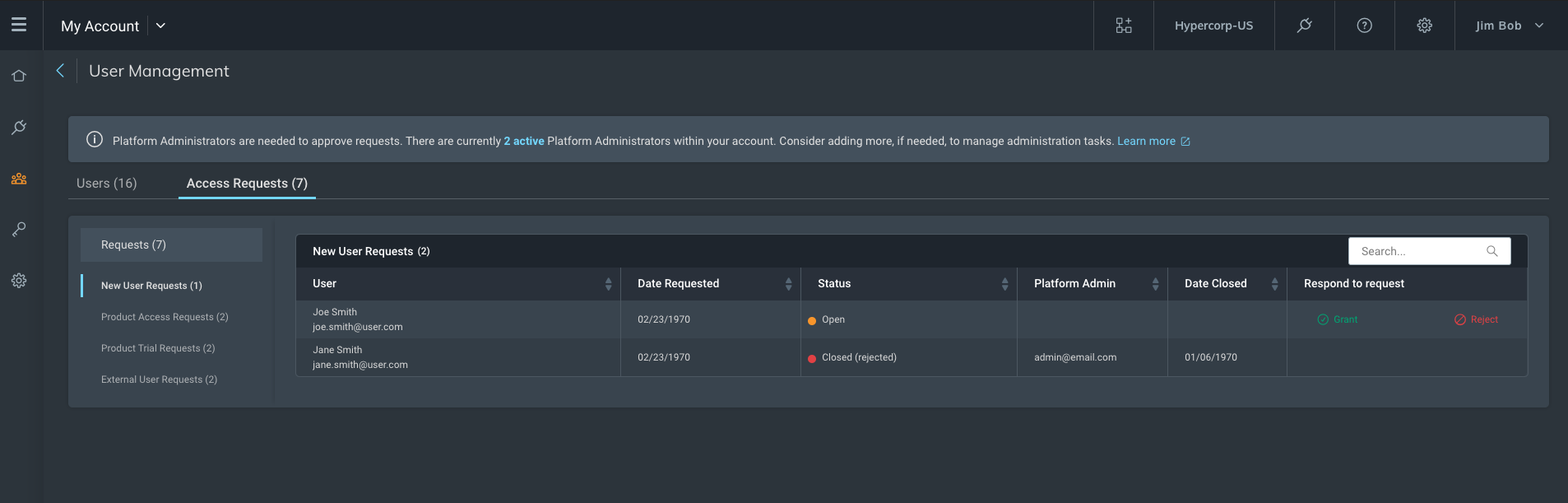 用户请求选项卡
