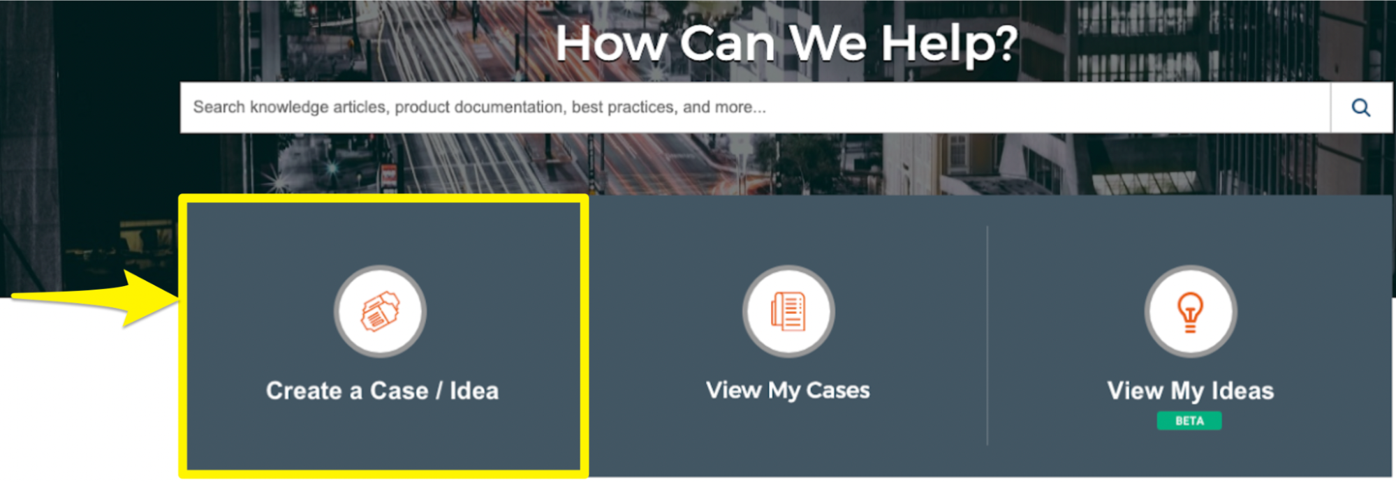 客户门户创建一个案例或想法链接