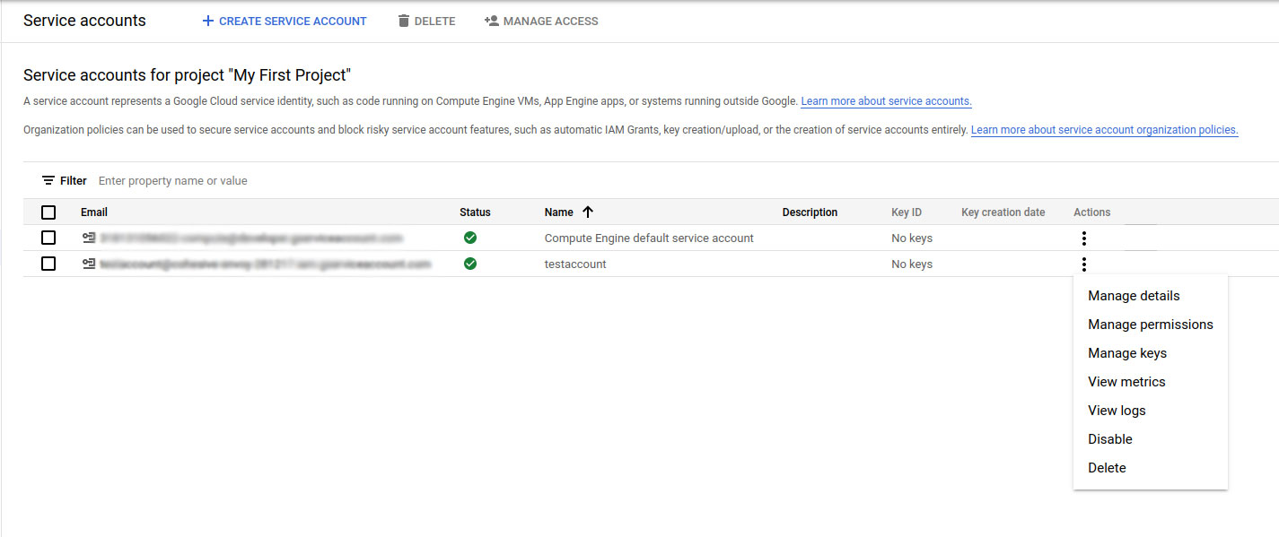 操作帐户下拉菜单