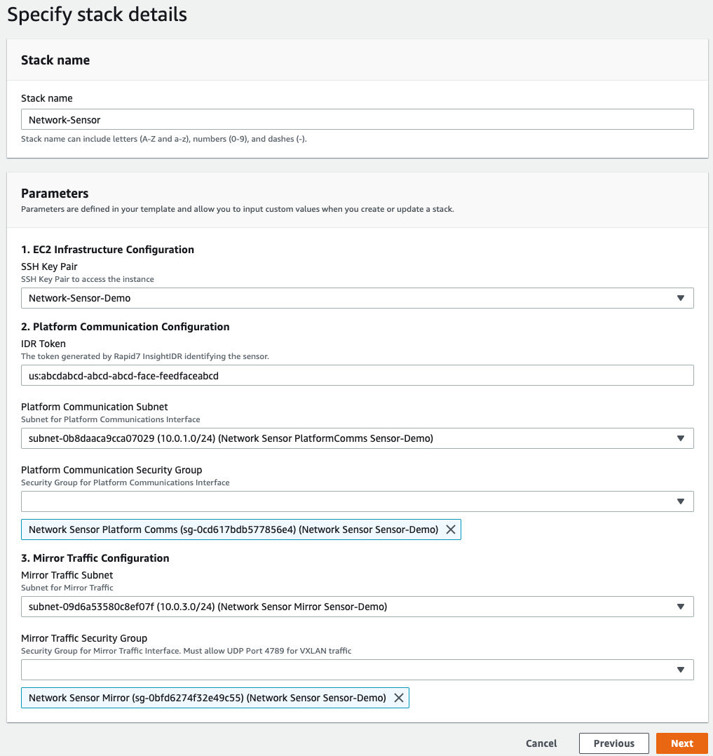 指定堆栈的细节